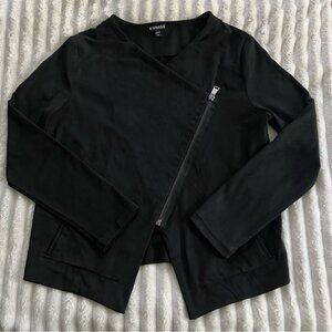 Express Women's Black Faux Suede Asymmetrical Jacket • Large